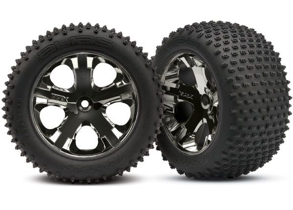 Traxxas Alias Rear Tires w/All-Star Wheels (2) (Black Chrome) (Standard)   (TRA3770A)