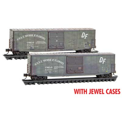 Gulf, Mobile & Ohio #56881, 55528 (Weathered, green, white)