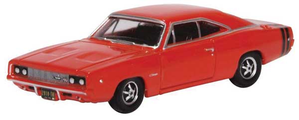 Oxford DieCast 1968 Dodge Charger - Assembled -- Red, Black   (553-87DC68001)