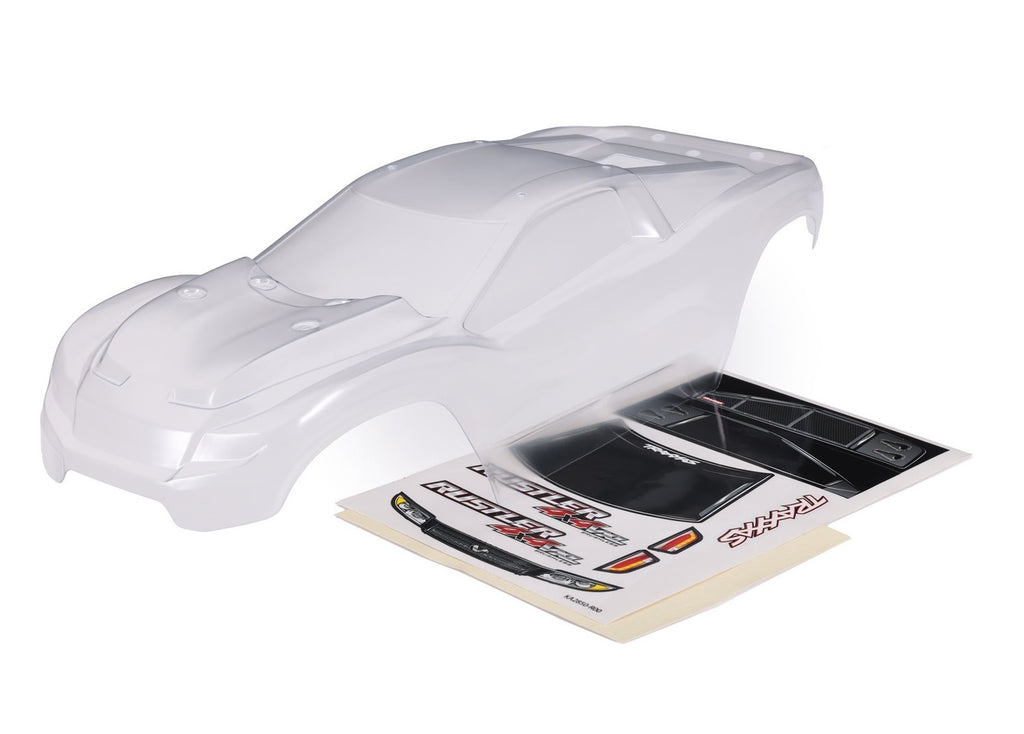Traxxas Rustler® 4x4 Clipless Body Set w/Wing & Roof Skid (Clear)    (TRA6740)