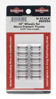 Intermount Metal Wheelsets -- 36" Diameter, .537 Axle Length for MTL Trucks - 12 Axles   (85-60054)