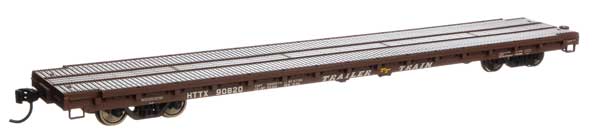 60' Pullman-Standard Flatcar - Ready to Run -- Trailer-Train HTTX #90820 (Heavy-duty; brown)