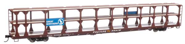 Walthers Great Northern Rack Trailer-Train Flatcar RTTX #501909 (brown) (910-8210)