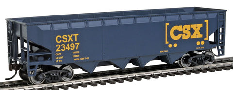 Walthers Offset Hopper - Ready to Run -- CSX Transportation (blue, yellow; Boxcar Logo)    (931-1425)