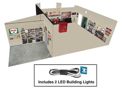 Walthers Vintage Gas Station - Spaces -- Interior Lighting and Detail Insert   (933-4703)