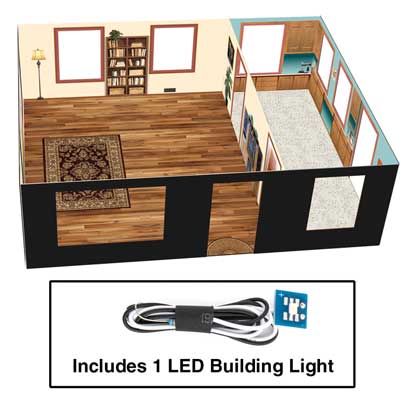 Walthers Brick Cape Cod House - Spaces -- Interior Lighting and Detail Insert   (933-4704)