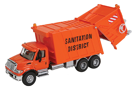 Walthers International(R) 7600 Garbage Truck - Assembled -- Sanitation District (orange)   (949-11770)