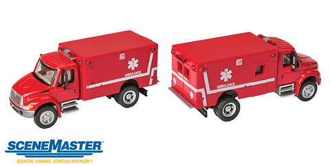 Walthers International(R) 4300 EMS Ambulance - Assembled -- Red (949-1131)