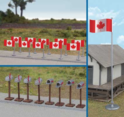 Walthers Flags (11) and Mailboxes (8) -- Canadian Flags, 1965-Present   (949-4172)