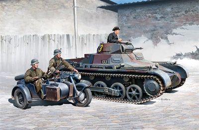 Academy 1:35 German Panzer I Ausf. B & Motorcycle  (ACY13556)