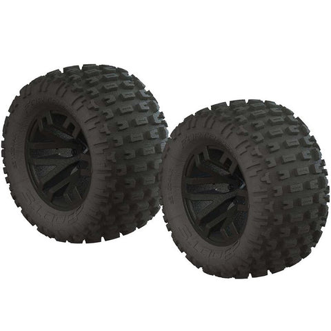 Arrma 1/10 dBoots Fortress MT 2.2/3.0 Pre-Mounted Tires, 14mm Hex, Black (2)  (AR550044)