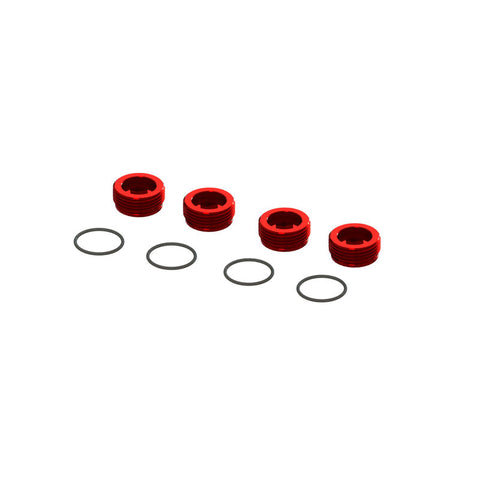 Arrma  ALUMINUM FRONT HUB NUT (RED) (4PCS INC. O-RINGS)   (ARA320467)
