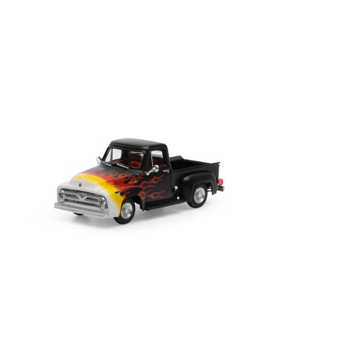 Athearn 1955 Ford F-100 Pickup, Black/Flames   (ATH26464)