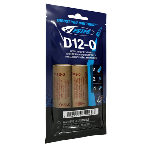 Estes Rockets D12-0 24mm Engines 2-Pack Bagged  (EST10049)