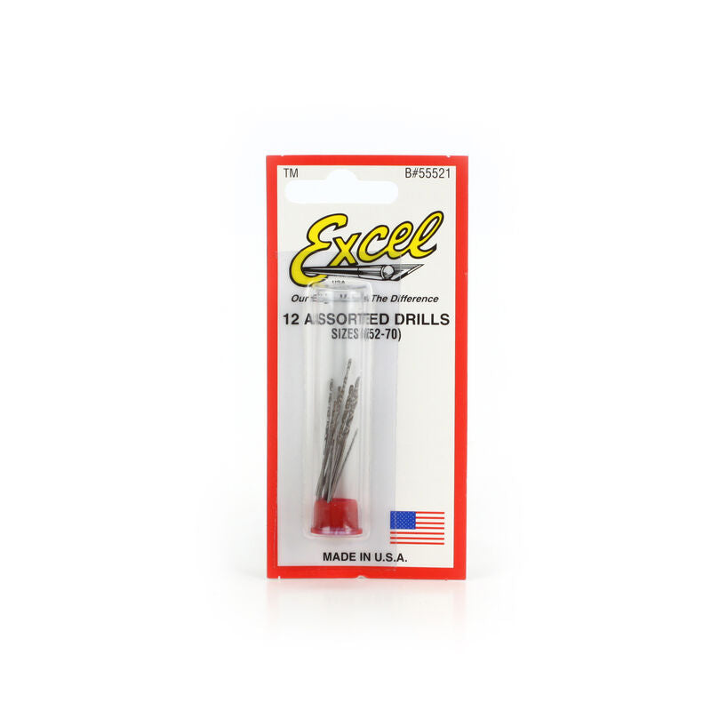 Excell Drill Bit Assorted, #52-70 (12), carded   (EXL55521)