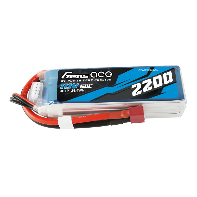 GenAce 3s LiPo Battery 60C (11.1V/2200mAh) w/EC3 Connector  (GEA22003S60E3)