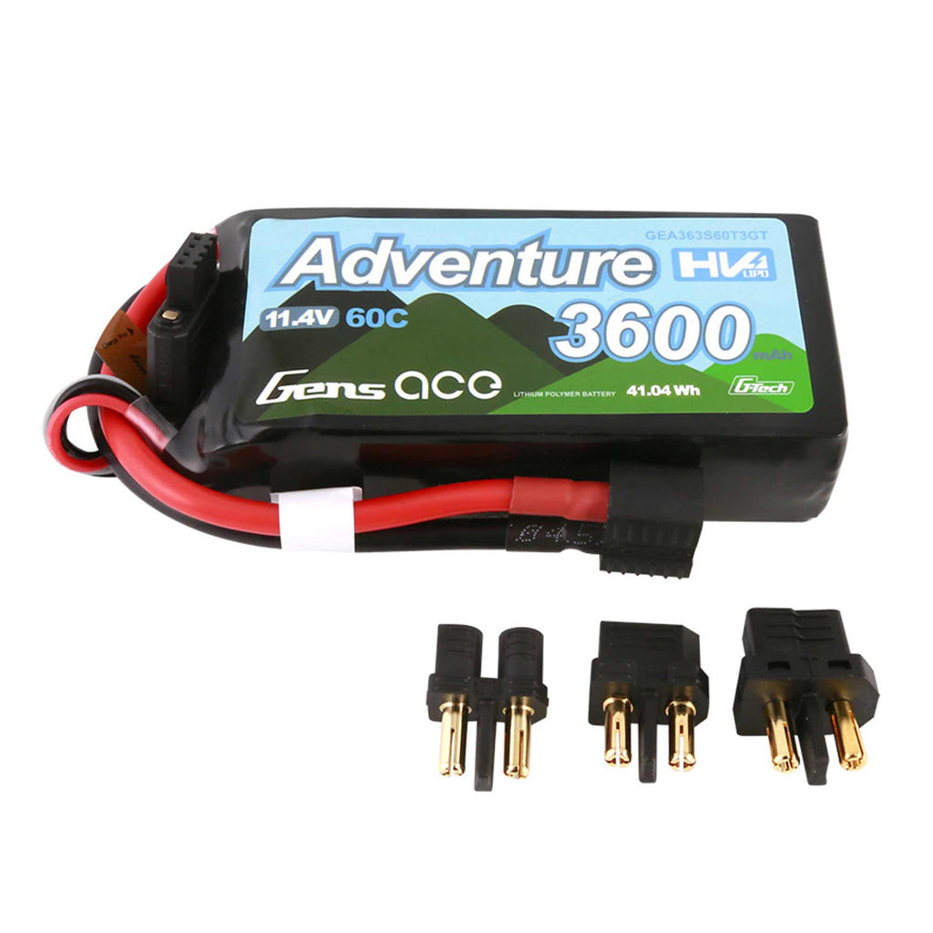 Gens Ace G-Tech Smart 3S LiHV Battery 60C (11.4V/3600mAh) w/Universal Connector  (GEA363S60T3GT)