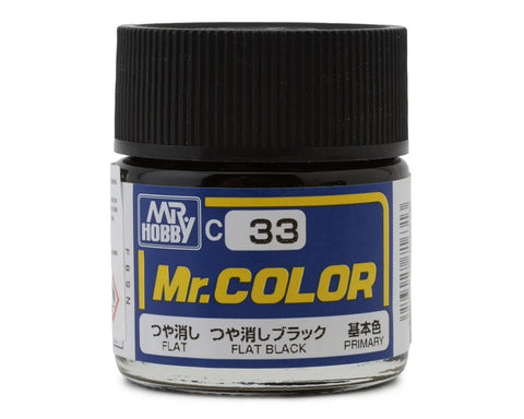 GSI Creos Mr. Hobby C33 Flat Black Acrylic Hobby Paint (10ml)   (GUZC033)