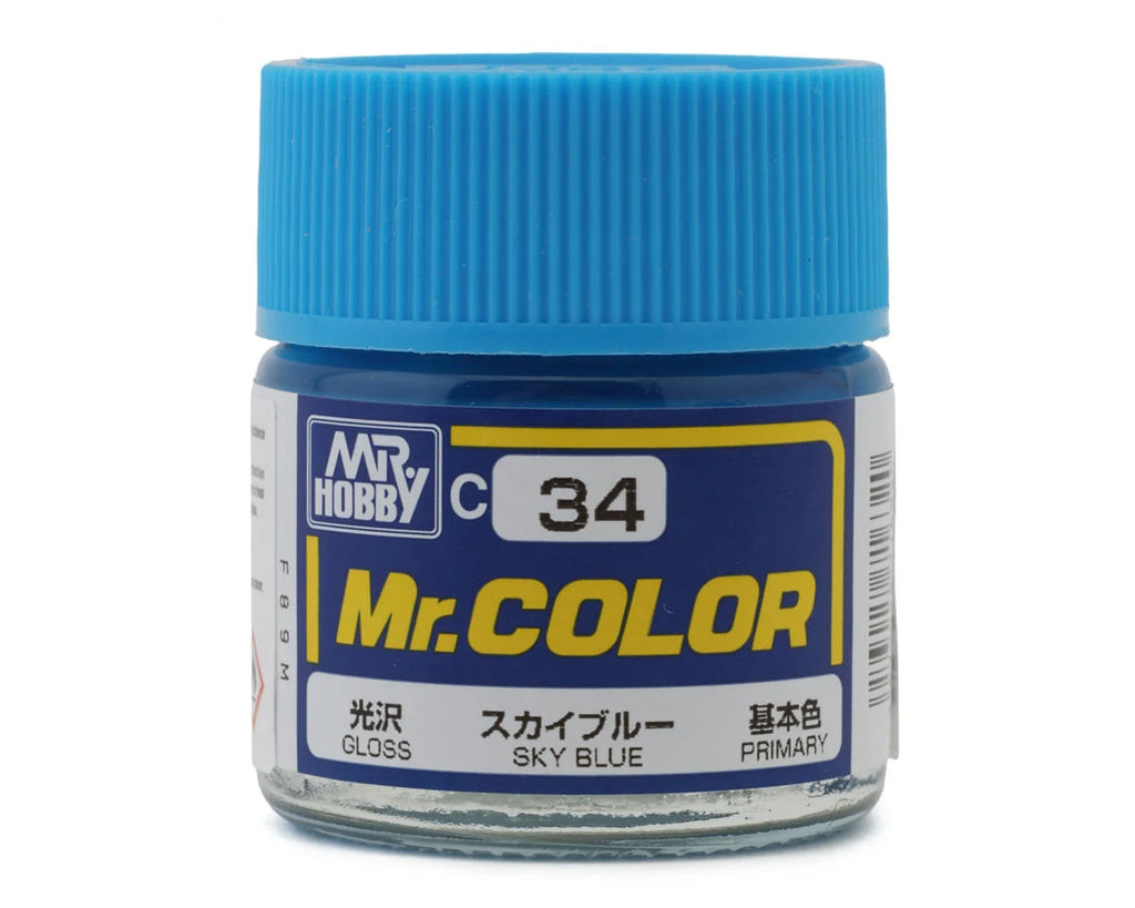 GSI Creos Mr. Hobby C34 Gloss Sky Blue Acrylic Hobby Paint (10ml)   (GUZC034)