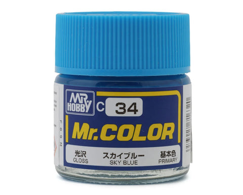 GSI Creos Mr. Hobby C34 Gloss Sky Blue Acrylic Hobby Paint (10ml)   (GUZC034)