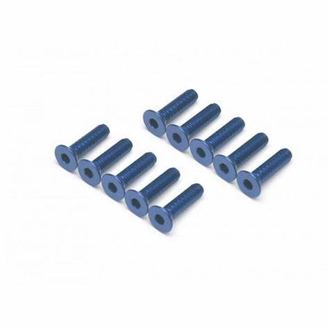 Hamilton Hobbies 3X12 Blue Flat Head ALUM 7075 SCREWS (10)  (HAM3X12BLUE)