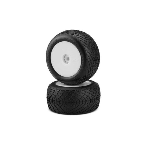 JConcepts 1/16 Ellipse Pre-Mounted Mini-T/ Mini-B Tires, White Wheels, Green Compound (2)   (JCO40041221)