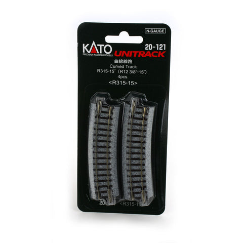 Kato N 315mm 12-3/8" Radius Curve 15-Degree (4)   (KAT20121)