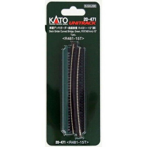 Kato N 19" Curved Deck Girder Bridge Green 15 degree   (KAT20471)