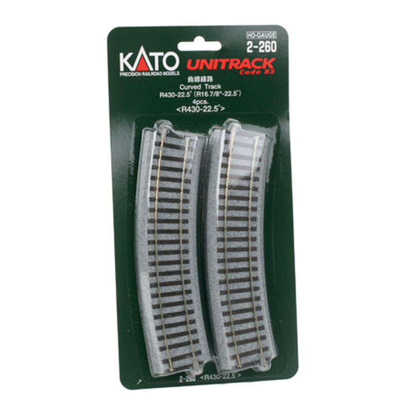 Kato HO 430mm 16-7/8" Radius Curve 22.5-Degree (4)   (KAT2260)