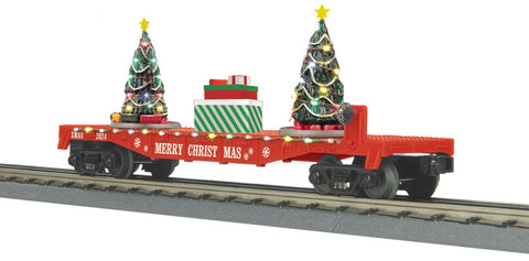 MTH O Christmas Flatcar w/Lighted Trees/red   (MTH3076922)