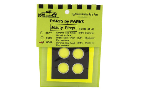 Parts by Parks 1/24-1/25 Beauty Rings 5/8 dia. Flat Surface  (Chrome finish) (4)    (PBP6009)