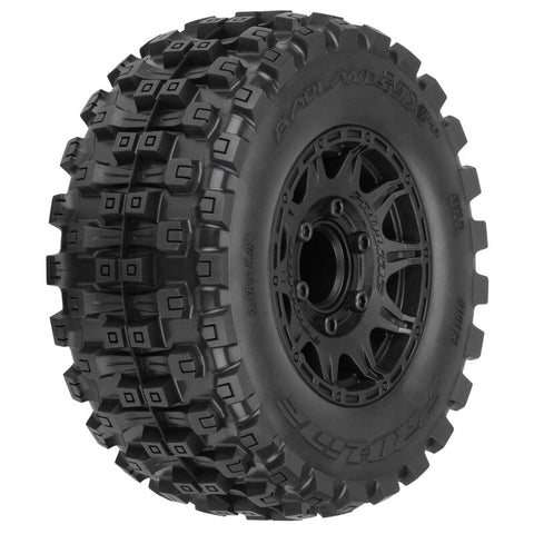 Pro-Line Badlands MX28 Belted 2.8" Pre-Mounted Truck Tires (2) (Black) (M2) w/Raid 6x30 Removable Hex Wheels   (PRO1017410)