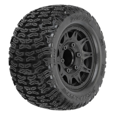 Pro-Line Bonesaw 2.8" Pre-Mounted Tires w/Raid Wheels (2) (Black) w/Removable Hex   (PRO1023910)