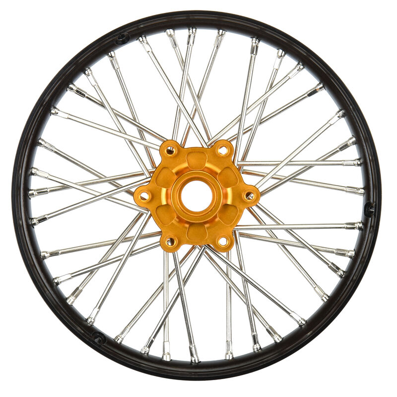 Pro-Line 1/4 Pro-Spec Aluminum V2 Bead Front Wheel Black/Gold (1): Promoto-MX   (PRO283600T3)