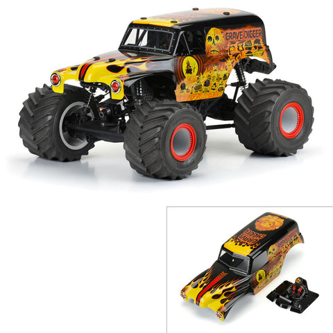 Pro-Line LMT 1/10 Grave Digger Fire Pre-Painted Body (Red)  (PRO359312)