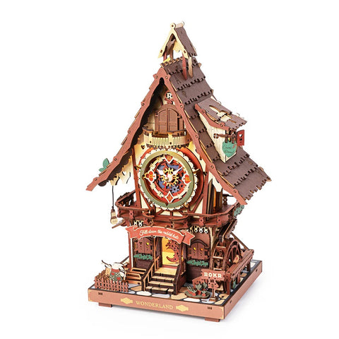 Robotime Cuckoo Clock Stained Wood Mechanical DIY Miniature 3D Wooden Model Kit    (ROELC901C)