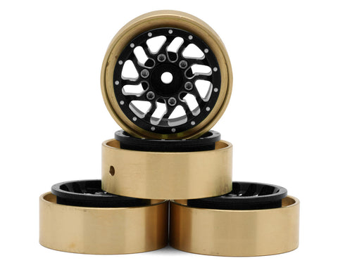 Samix Traxxas TRX-4M Aluminum/Brass Bead-lock Wheel Set (Black) (4) (35g) (Adj. Offset)   (SAMTRX4M-6671-BK)