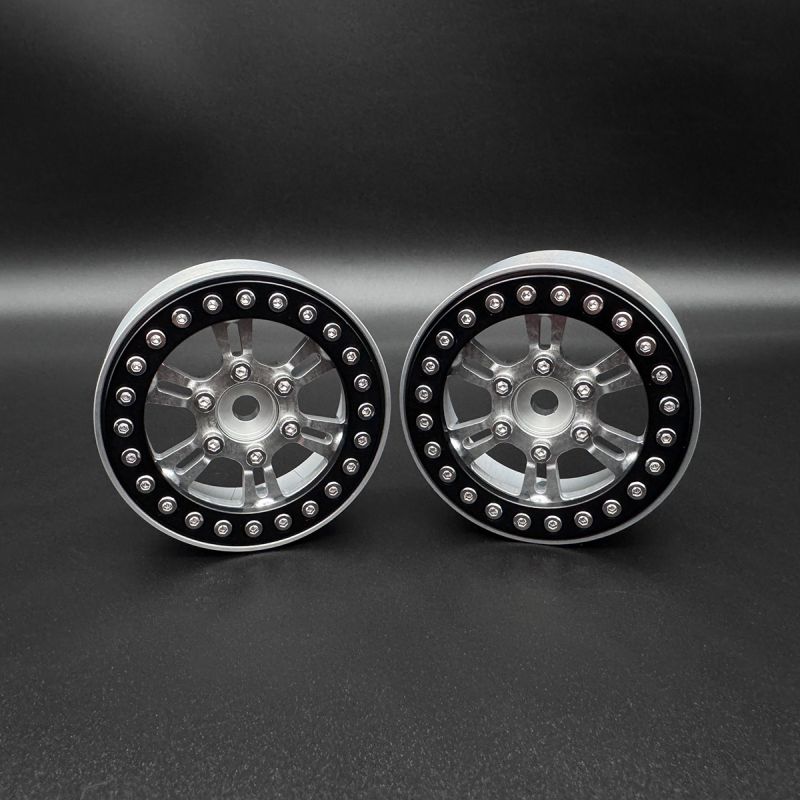Reefs RC BLADE 1.9" Aluminum Beadlock Wheels w/Reef Hubs & Rings (Silver) (2)  (SEHREEFS205)