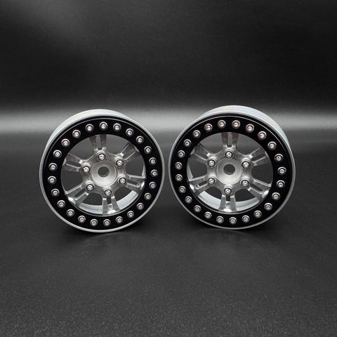 Reefs RC BLADE 1.9" Aluminum Beadlock Wheels w/Reef Hubs & Rings (Silver) (2)  (SEHREEFS205)
