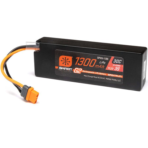 Spektrum 11.1V 1300mAh 3S 30C Smart G2 LiPo Battery: IC2  (SPMX-1089)