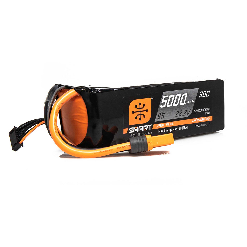 Spektrum 22.2V 5000mAh 6S 30C Smart LiPo Battery: IC5  (SPMX50006S30)