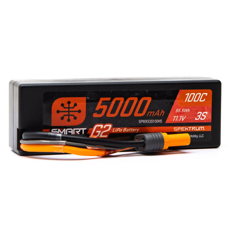 Spektrum 5000mAh 3S 11.1V Smart G2 Hard Case LiPo 100C IC5   (SPMX53S100H5)