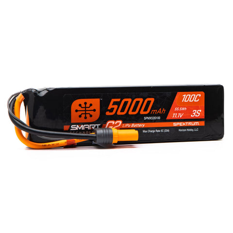 Spektrum11.1V 5000mAh 3S 100C Smart G2 LiPo Battery: IC5   (SPMX53S100)