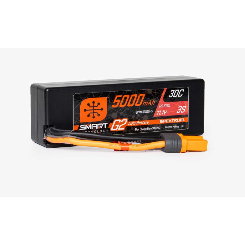 Spektrum 11.1V 5000mAh 3S 30C Smart G2 Hardcase LiPo Battery: IC5   (SPMX53S30H5)