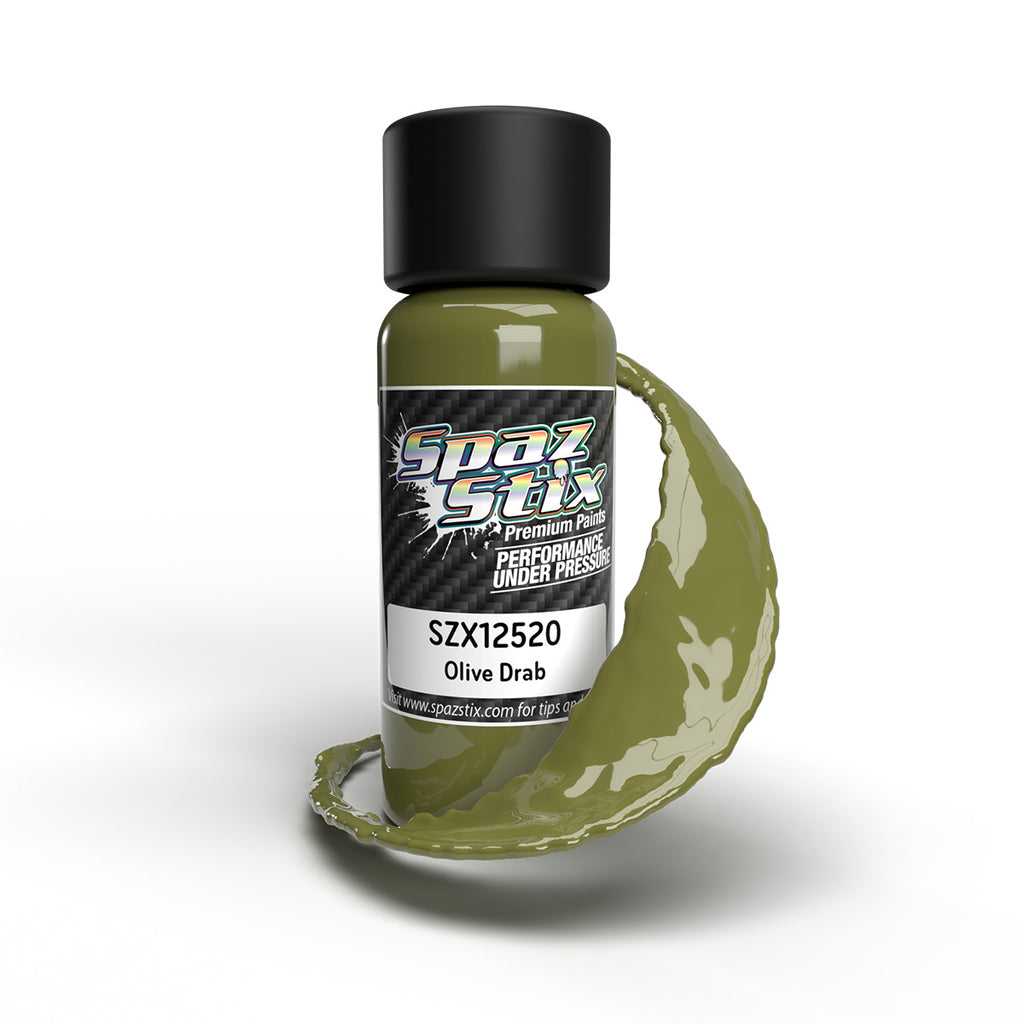 Spaz Stix Olive Drab Airbrush Ready Paint, 2oz Bottle (SZX12520)