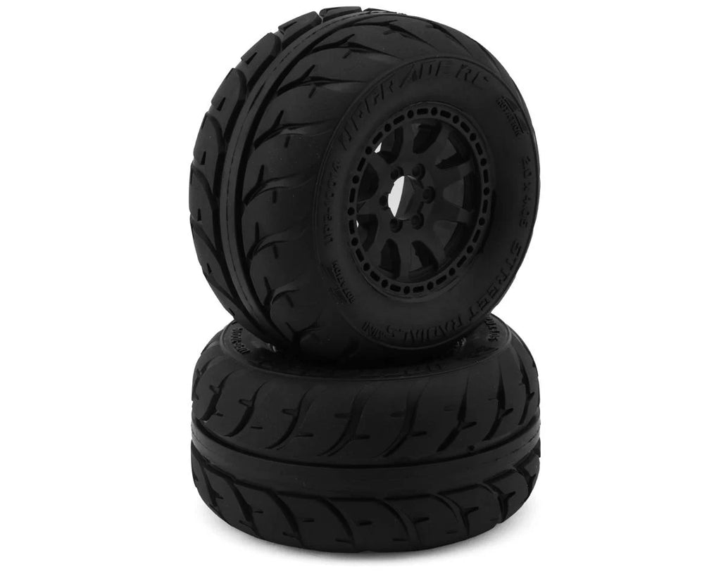 Up-Grade Pre-Mounted On-Road Tires for Traxxas® Mini Maxx® & Mini XRT® (2) w/12mm N, 12mm W, & 14mm Hexes   (UPG-10014)