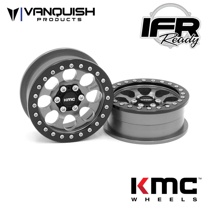 Vanquish Products KMC 2.2 KM237 Riot Beadlock Crawler Wheels (Grey) (2)     (VPS08062)