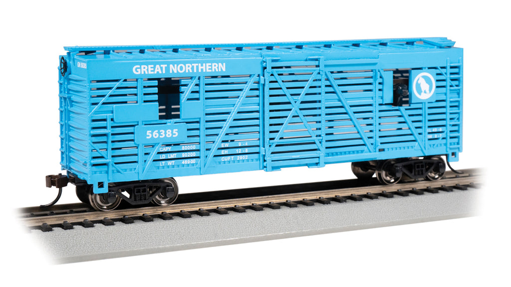 Bachmann 40' ANIMATED STOCK CAR - GREAT NORTHERN #56385 WITH CATTLE  (BAC19714)