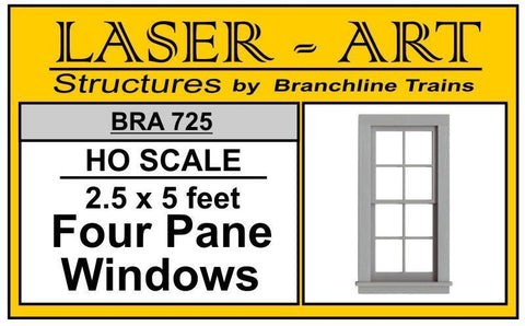 Branchline Window 4-Pane, 30 x 60" pkg(6) HO SCALE (BRA725)