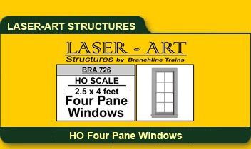 Branchline Window 4-Pane, 30 x 48" pkg(6) HO SCALE (BRA726)